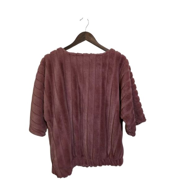 Adrienne Vittadini Faux Fur Half Sleeve Blouse L - Picture 5 of 5